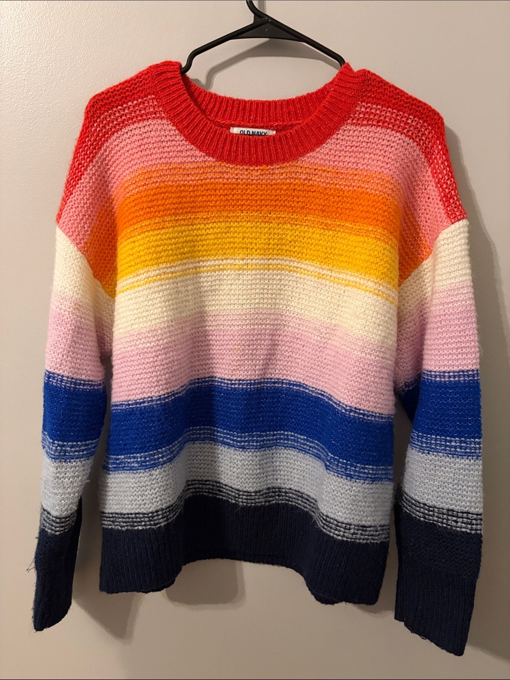 Old Navy Striped Crewneck Sweater - Red, Pink, Yellow, Blue, Navy, Cream